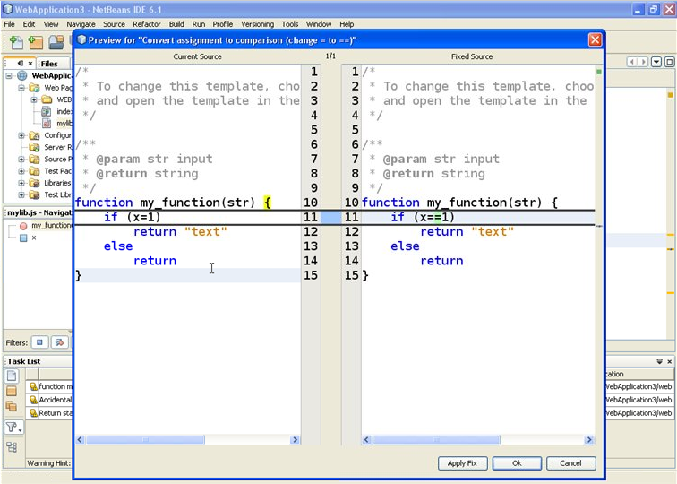 JavaScript에 대한 Quick Fix